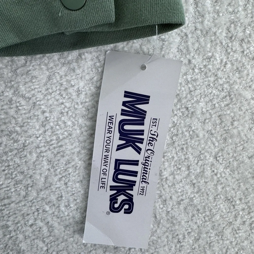 Muk Luks French Terry Cargo Utility Topper Sweater Size Large Army Green